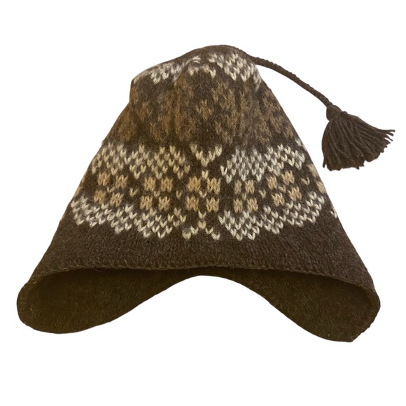 Vintage Wool Fair Isle Beanie Hat With Ear Flaps And Tassel OS - Picture 4 of 7